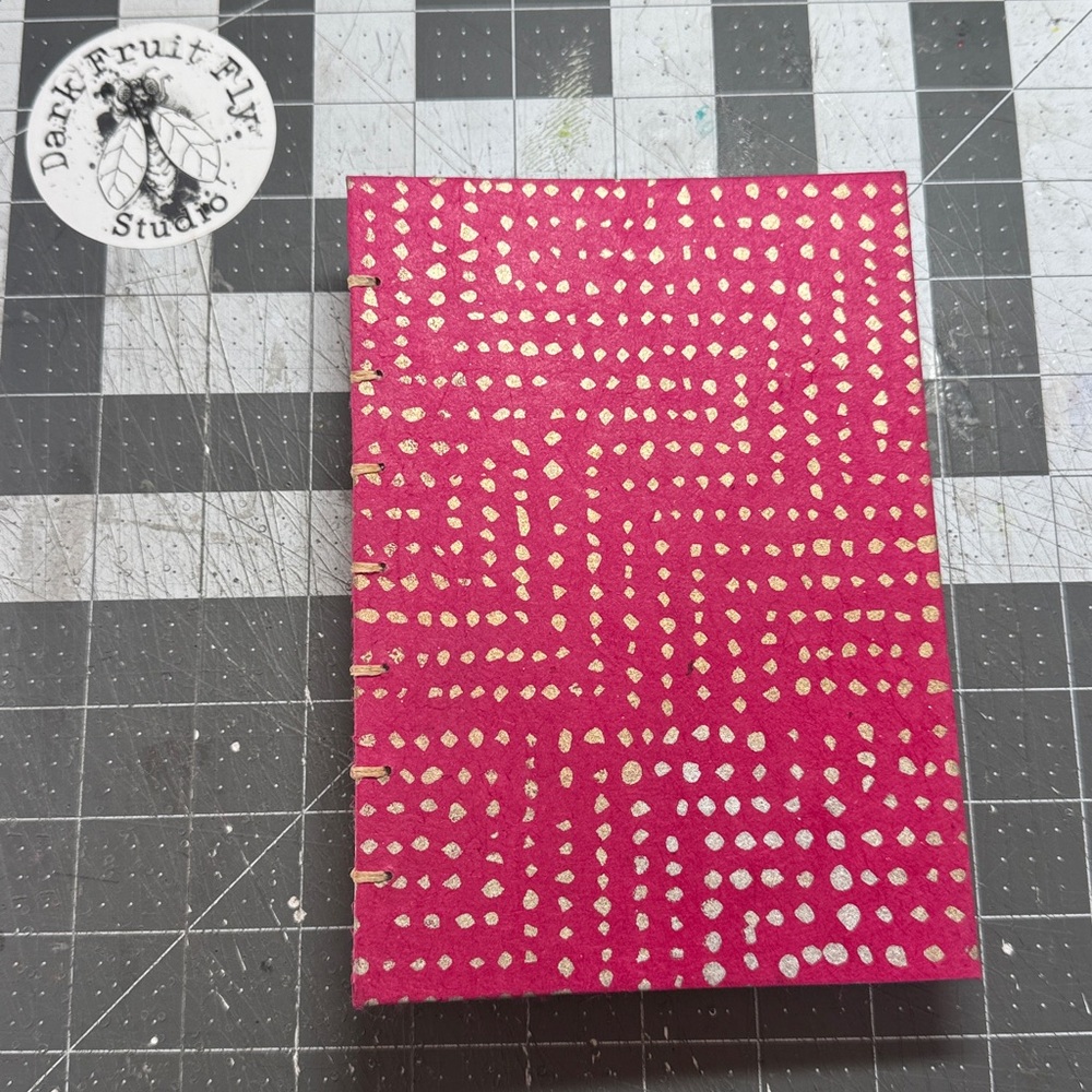 Dark Pink with Gold Detail Hand Sewn Notebook Made in Alaska